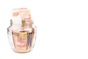 Glass jar with money