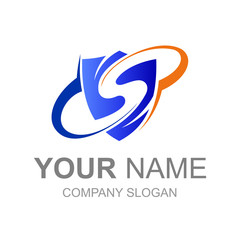 shield and letter s logo with swoosh design illustration, security icon
