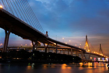 Fototapeta na wymiar ์Night Bhumibol Bridge