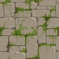 Brick wall seamless texture for jungle theme vector