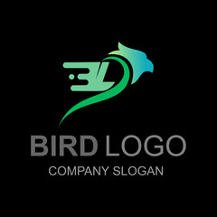 eagle logo with simple design illustration, letter l logo and bird icon