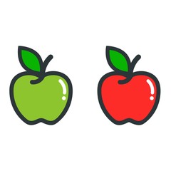 cartoon apple green vector and apple red