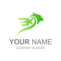 eagle logo with simple design illustration, letter x logo and bird icon