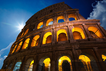 Fototapeta na wymiar Colosseum with beautiful sky in Rome, Italy