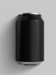 12 oz black beer or soda can. Realistic 3D render.
