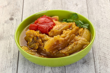 Caucasian cuisine - baked eggplant and tomato