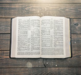 Holy bible book, top view