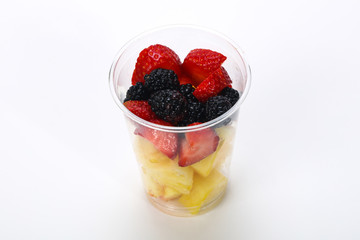 Sliced fruit mix in the box