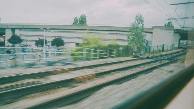 Driving By Train From Paris To Versailles, France - graded clip