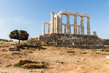 Sounion, Greece. The Temple of Poseidon, an Ancient Greek temple and one of the major monuments of the Golden Age of Athens built at Cape Sounion
