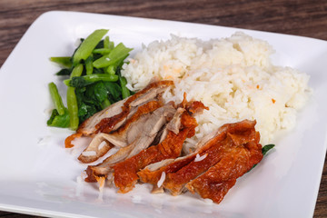 Rice with roasted duck breast