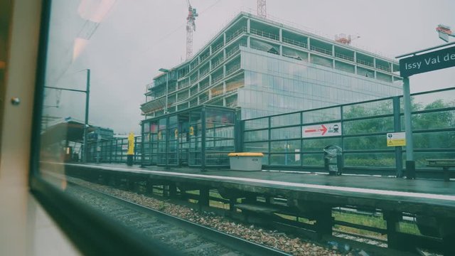 Driving By Train From Paris To Versailles, France - graded clip