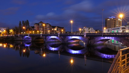 Beautiful night view over a bridge in Belfast, Northern ireland