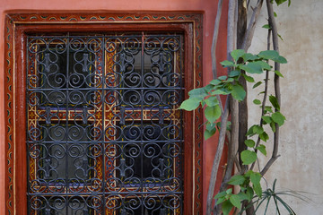 Ornate  Moroccan windows in Marrakech riad