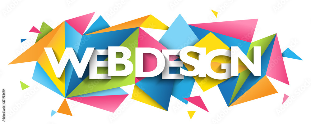 Poster web design vector typography banner with colorful triangles background