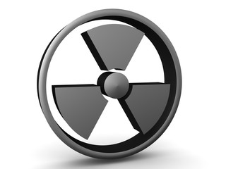 3D Rendering of grey radioactive symbol