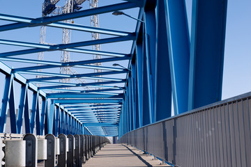 modern bridge construction and road going through the bridge
