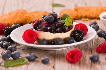 Cheesecakes with mixed berries.