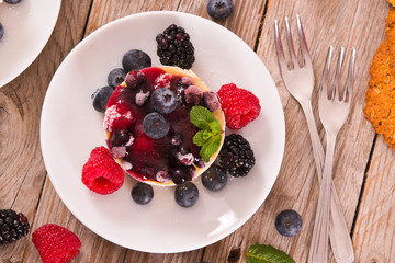 Cheesecakes with mixed berries.