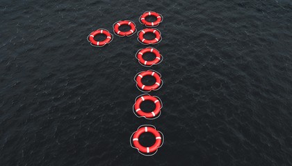 Obraz premium 3D illustration of Lifebuoy in the shape of letter