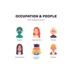 Occupation and people avatar flat icons