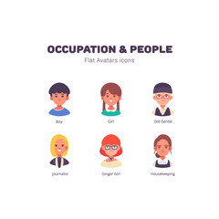Occupation and people avatar flat icons