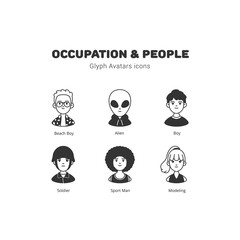 Occupation and people avatar glyph icons