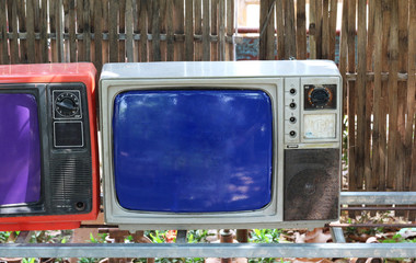 Old retro television and blank screen display