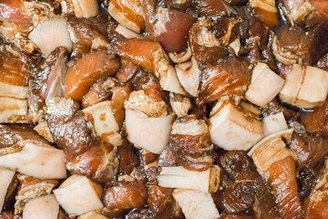 Chopped pork meat and fat cap - mixed with soya sauce - Abstract background