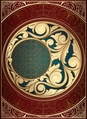 Golden ornate art deco vintage card