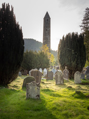 The famous ancient monasty of Glendalough in the Wicklow Mountains of Ireland - travel photography
