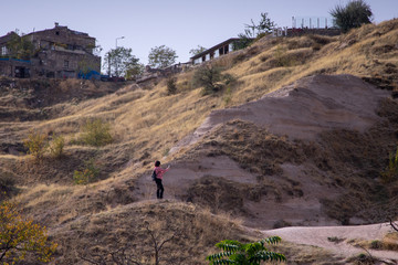 Fototapeta premium A view of the city of Goreme in the evening, Turkey.