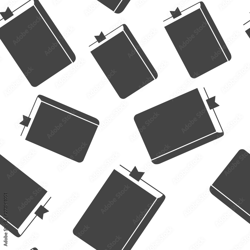 Poster vector icon closed book with bookmark. notepad with a bookmark seamless pattern on a white backgroun