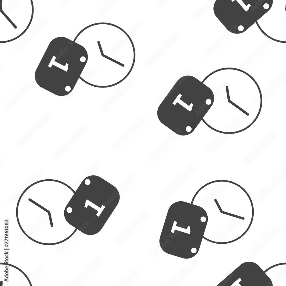 Poster Vector clock icon and calendar. Time Management Icon seamless pattern on a white background. Layers grouped for easy editing illustration. For your design