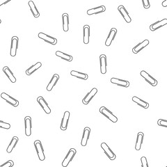 Vector icon of a paper clip seamless pattern on a white background. Layers grouped for easy editing illustration. For your design