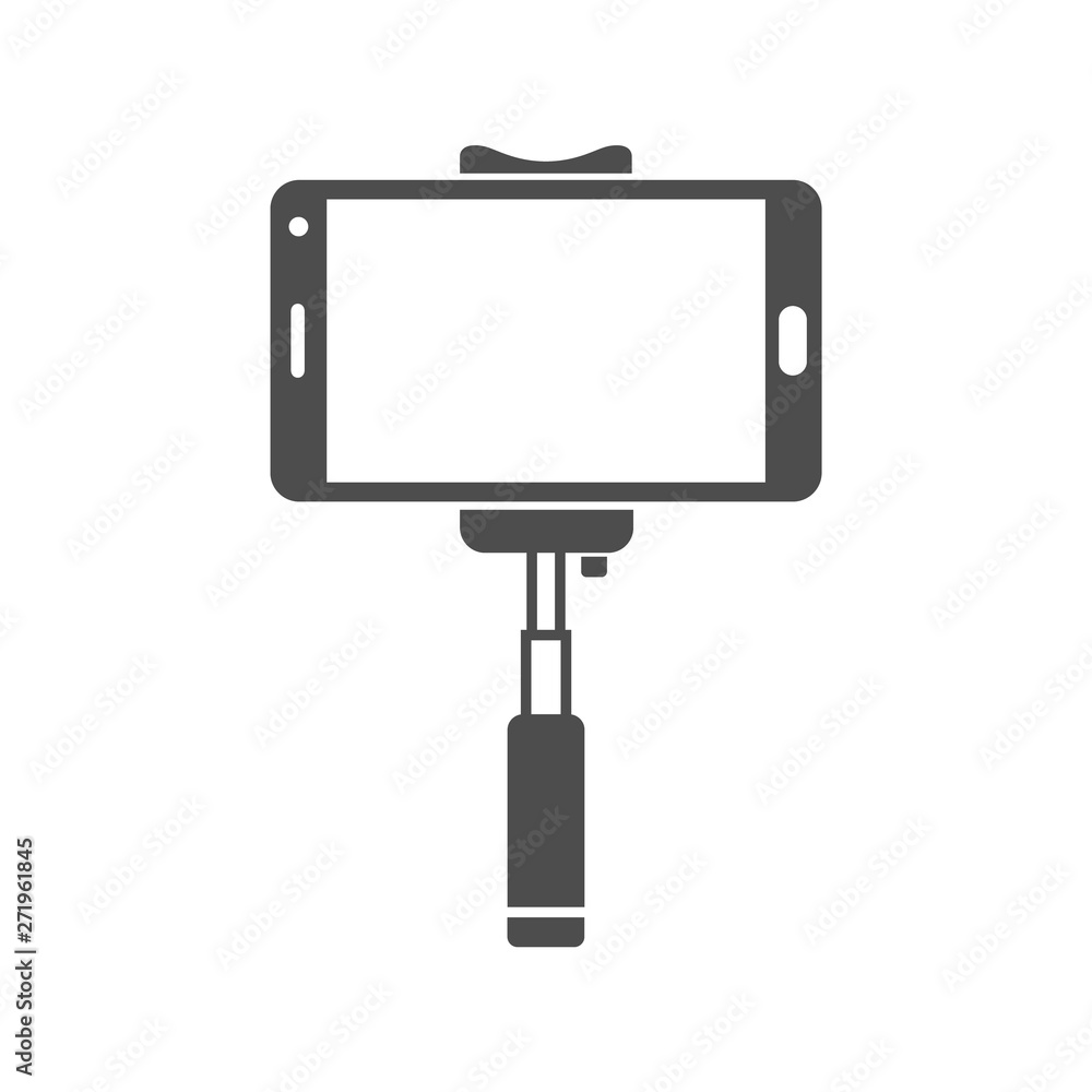 Poster telescopic monopod selfie stick smartphone accessory vector icon isolated on white background. web i