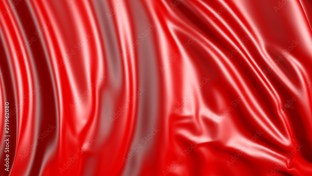 Poster 3d rendering of red fabric. the fabric develops smoothly in the wind