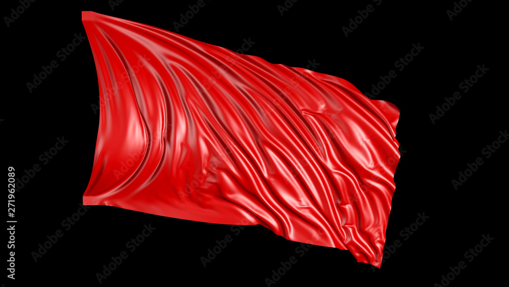 Poster 3d rendering of red fabric. the fabric develops smoothly in the wind