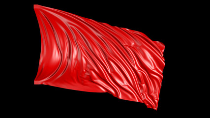 3D rendering of red fabric. The fabric develops smoothly in the wind
