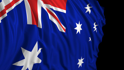 3d rendering of a australian flag. The flag develops smoothly in the wind