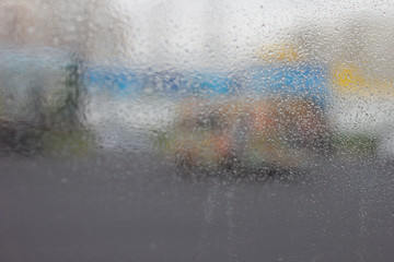 raindrops bus stop   city background