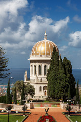 Bahai gardens, view of the temple-tomb. Haifa, Israel