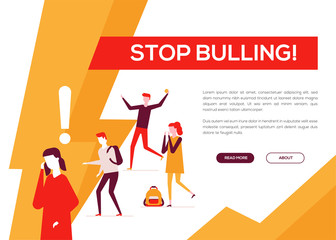 Stop bullying - colorful flat design style web banner