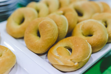 Stacked Freshly Baked Bread Bagels
