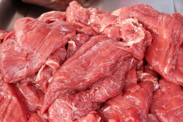 raw beef for cooking at the market