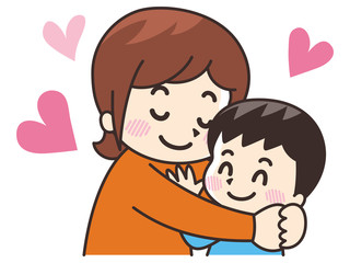 子供を抱きしめる母親