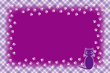 イラストタイトル素材,タイトル枠,ネコ,足跡,肉球,ペット,コピースペース,可愛い動物,フリー素材,