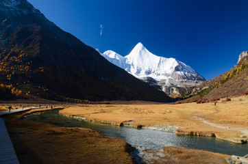 snow mountain at Yading nature reserve, The last Shangri la, Daocheng-Yading, Sichuan, China.