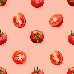 Colorful seamless pattern of red tomatos.