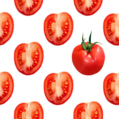 Colorful seamless pattern of red tomatos.